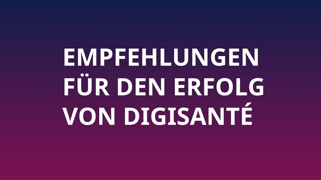 Empfehlungen für den Erfolg von DigiSanté