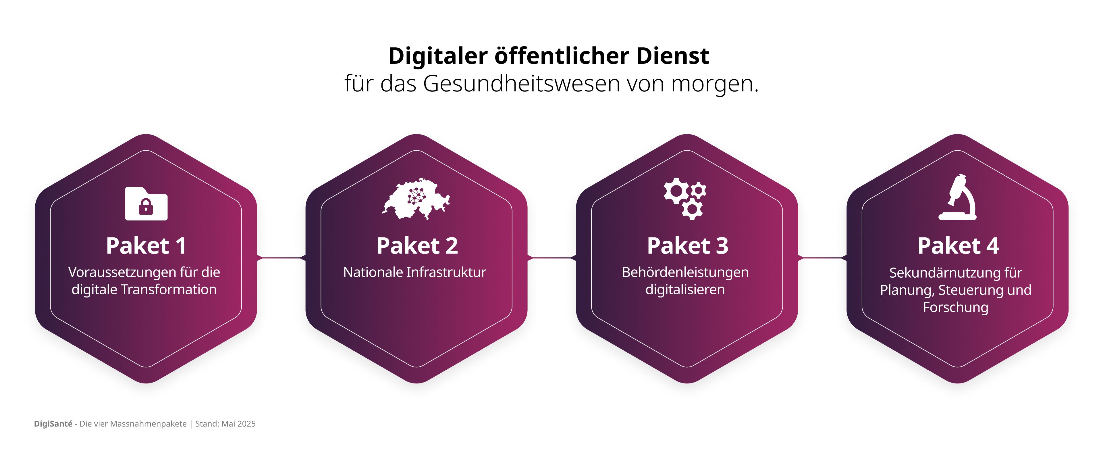 Die Abbildung zeigt die 4 Umsetzungspakete des DigiSanté Programms.