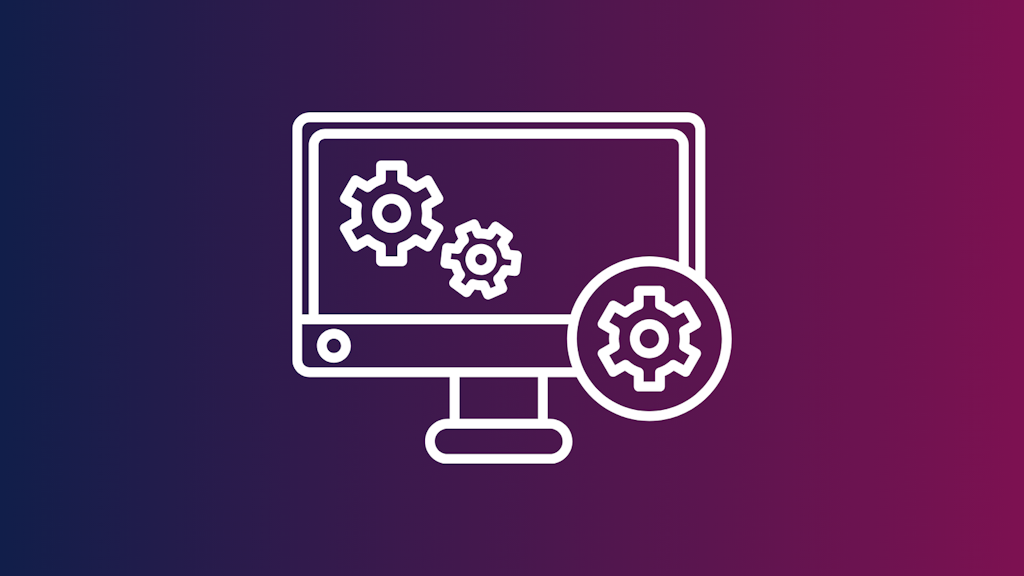 L'image montre un ordinateur avec des engrenages : ça représente un produit (site, plateforme, logiciel, etc.) qui a une interface pour être utilisé/consulté  sur un PC. 