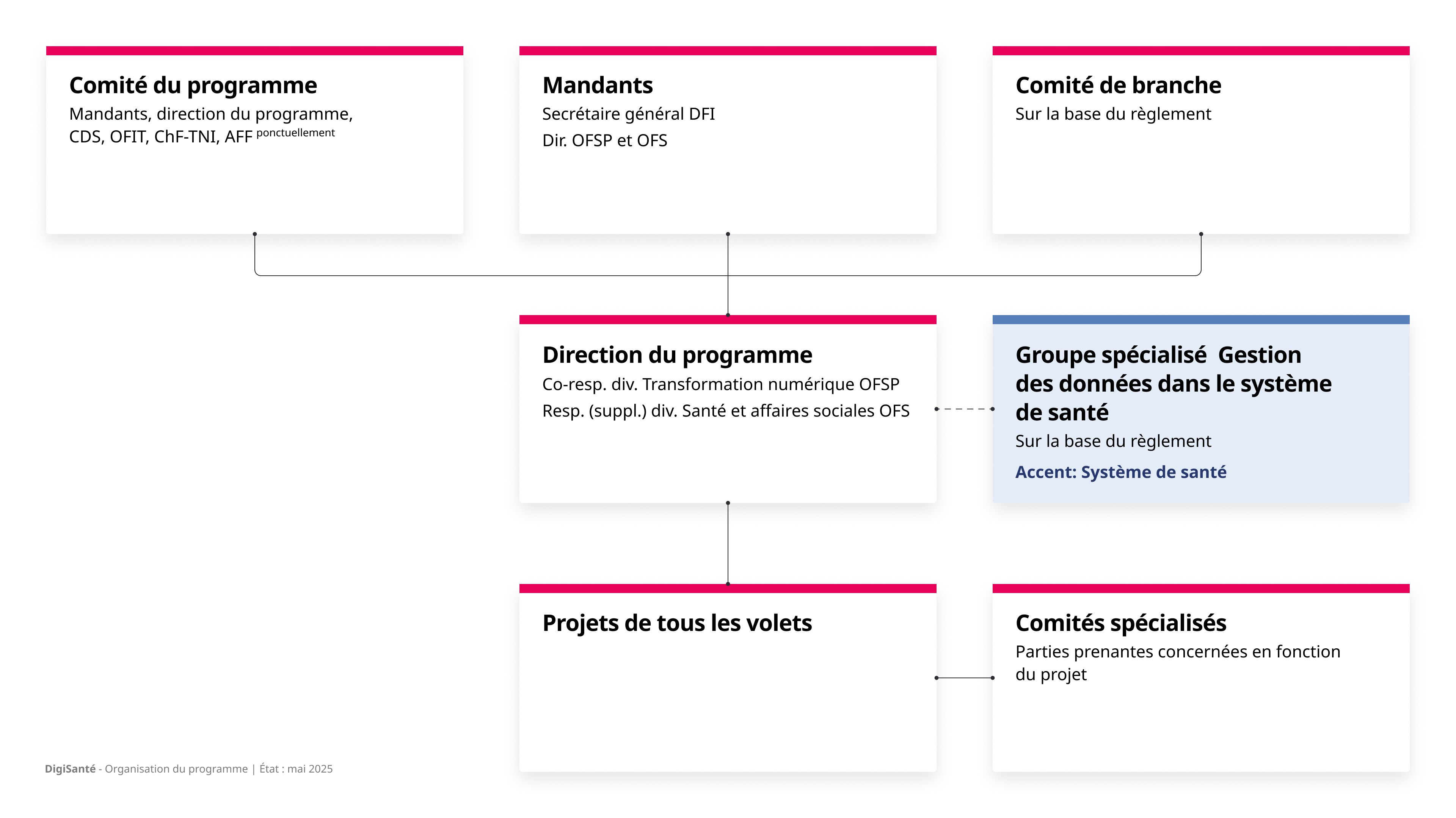 Organigramme de l'organisation du programme DigiSanté